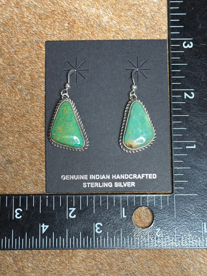 Gorgeous Native Made Green Turquoise Stone Earrings by Irene Kee