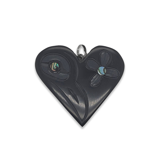 Haida Hummingbird Heart Argillite Pendant