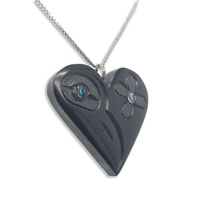 Haida Hummingbird Heart Argillite Pendant