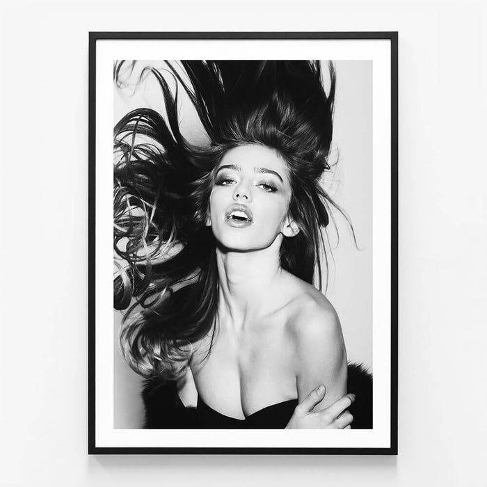 Hair Flick wall art print in black frame
