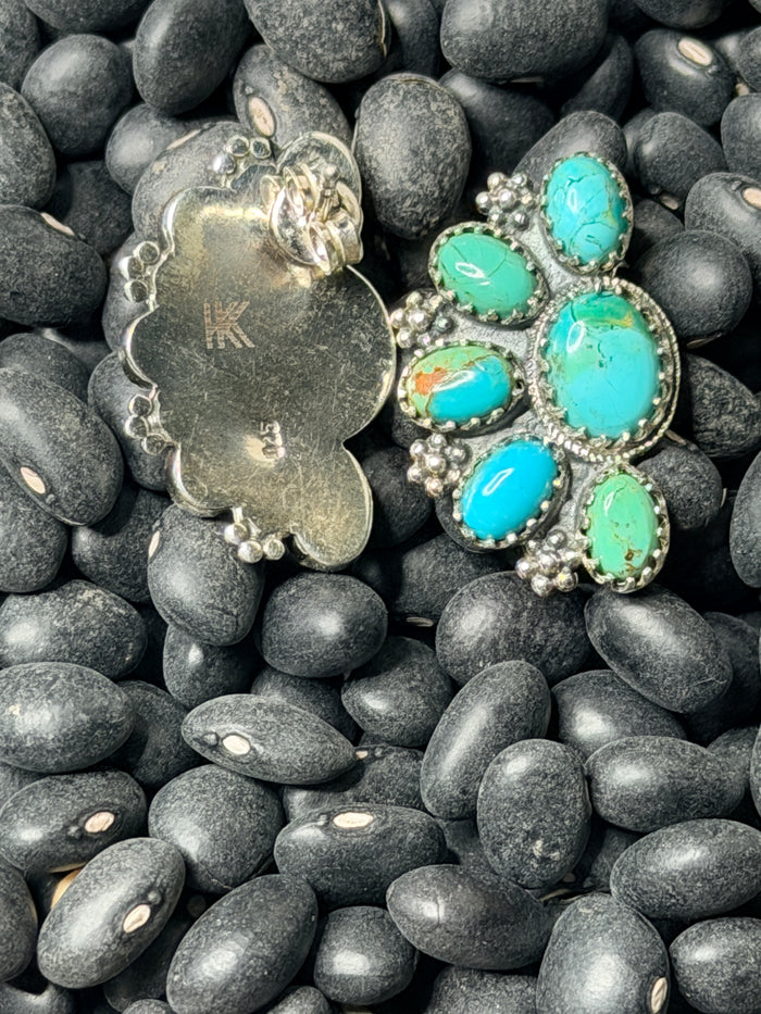 Half Cluster Turquoise and Sterling Silver Studs