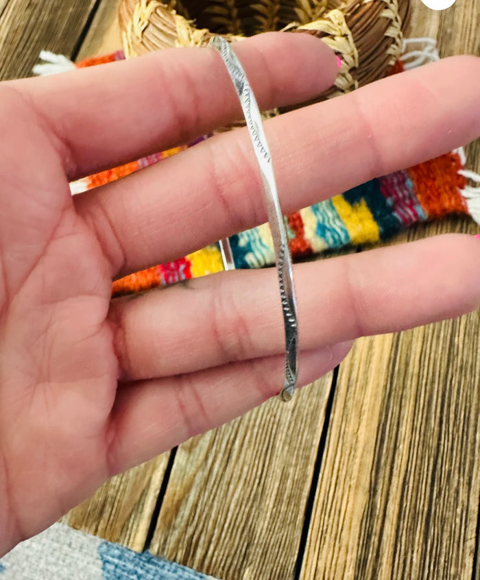 Hand stamped Sterling Silver Bangle