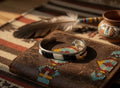 Handcrafted Onyx, Opal, and Sterling Silver Inlay Cuff