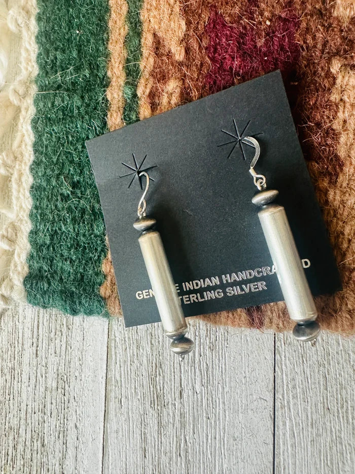 HANDCRAFTED STERLING SILVER BEADED DANGLE EARRINGS