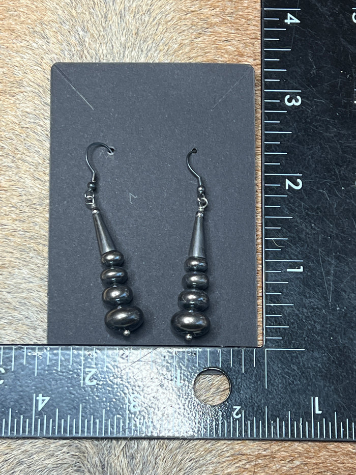Handmade Graduated Silver Pearl Rondelle Dangle Earrings