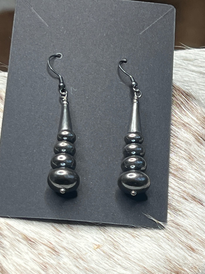 Handmade Graduated Silver Pearl Rondelle Dangle Earrings