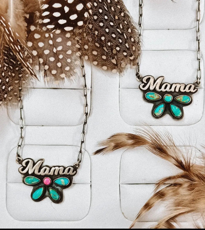 Handmade Mama Sterling Silver & Stone Necklace