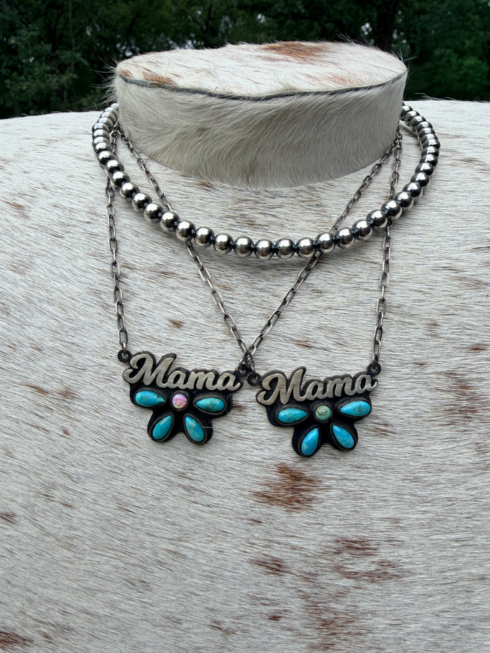 Handmade Mama Sterling Silver & Stone Necklace