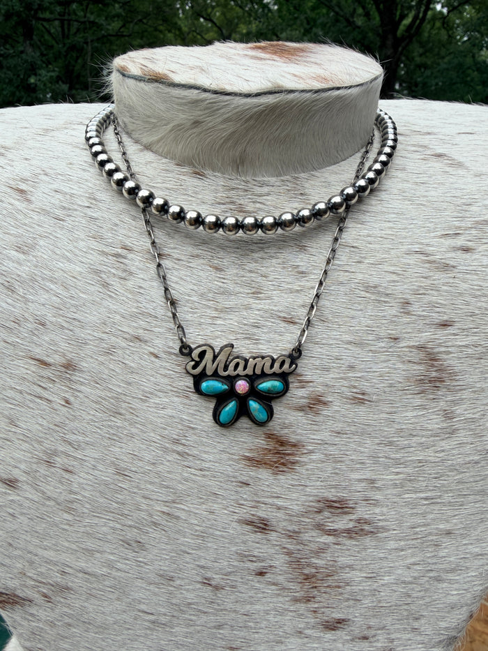 Handmade Mama Sterling Silver & Stone Necklace