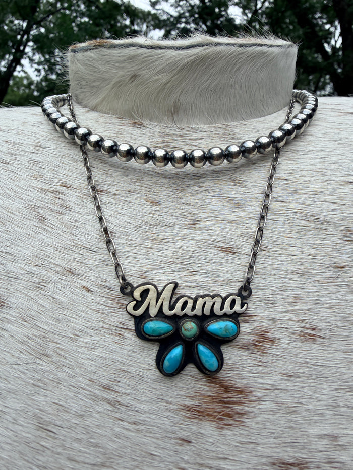 Handmade Mama Sterling Silver & Stone Necklace