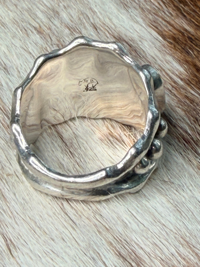 Handmade Native American Kingman Turquoise Sterling Silver Ring Size 6.5