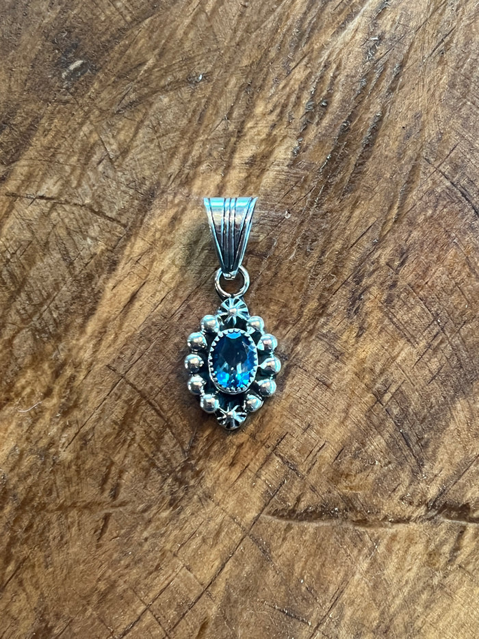 Handmade Native American Pendant by Navajo Artist Mike Smith, Topaz