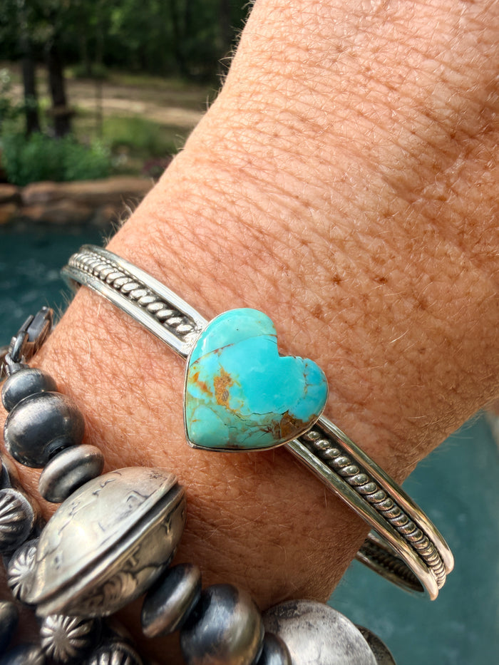 Handmade Sonoran Mountain Turquoise Heart Cuff