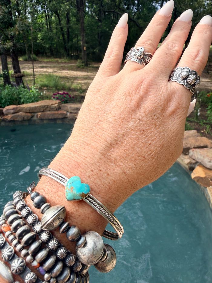 Handmade Sonoran Mountain Turquoise Heart Cuff
