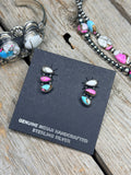 HANDMADE STERLING SILVER COTTON CANDY POST STUDS EARRINGS