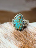 HANDMADE STERLING SILVER NUMBER 8 TURQUOISE ADJUSTABLE RING * non- native*