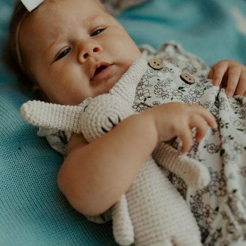 Handmade Sweet “My First Bunny” Baby Rattle – Organic Cotton