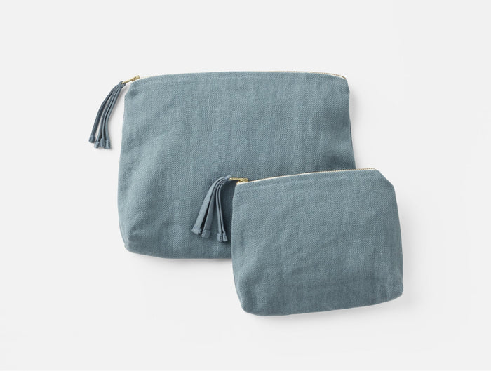 Helena Organic Linen Pouch Set | River