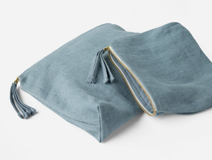 Helena Organic Linen Pouch Set | River