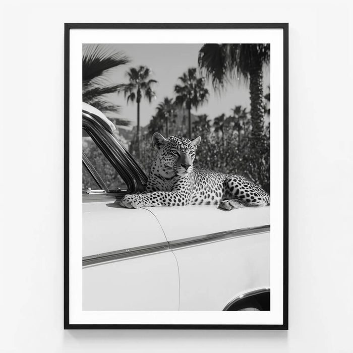 Hollywood Leopard wall art print in black frame