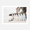 Island Surfboards on the beach wall art print