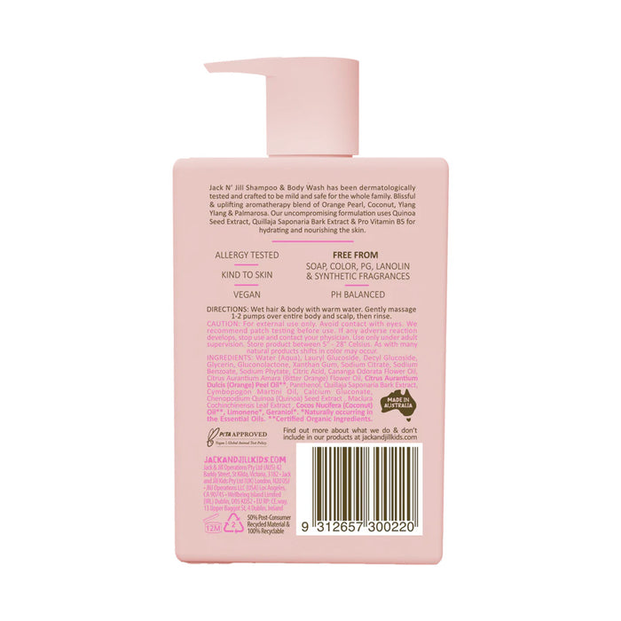 Jack N' Jill Baby Shampoo Wash back of product label.