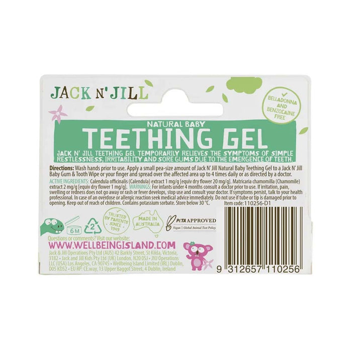 Jack N Jill teething gel label