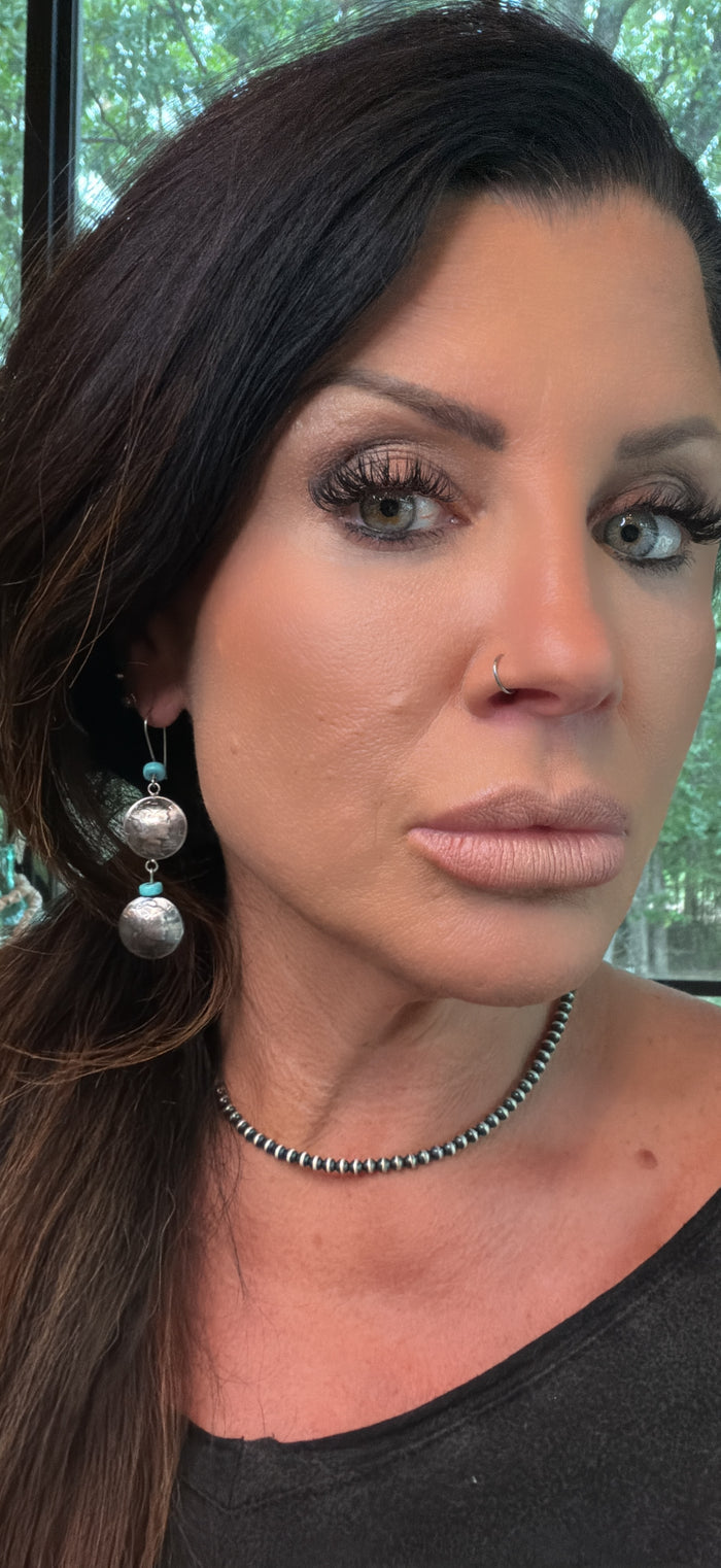James McCabe Turquoise & Liberty Mercury Dime Coin Dangle Earrings
