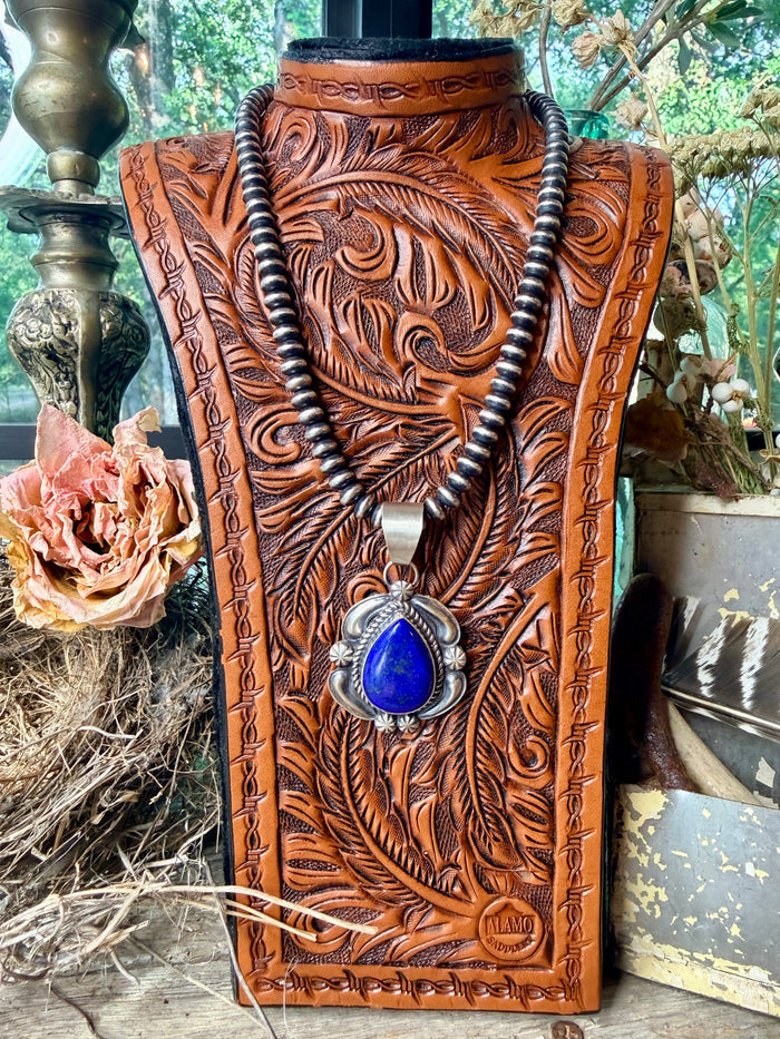 Jeff James Jr., Navajo, Sterling Silver Lapis Lazuli Pendant w/Ornate Frame