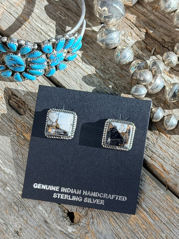 Judith Dixon White Buffalo and Bronze Earrings