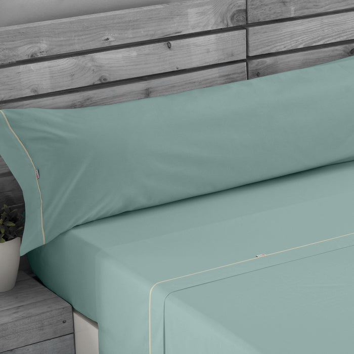 Juego de sábanas algodón 144 hilos aqua escena de cama