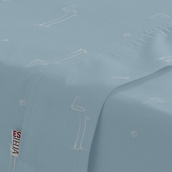 Juego de sábanas Cuca azul detalle del dibujo