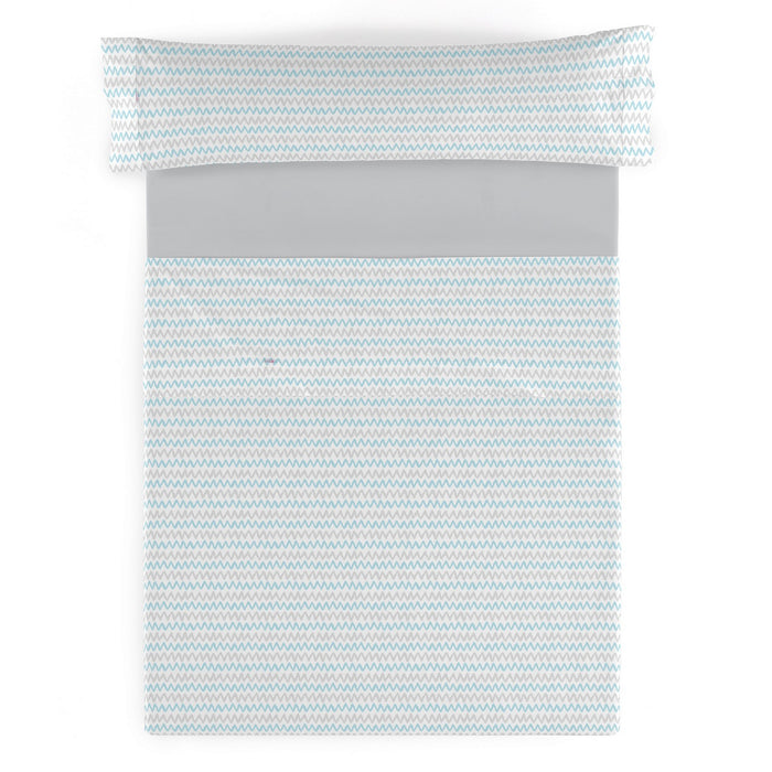 Juego de sábanas estampado Cloe azul, vista cenital