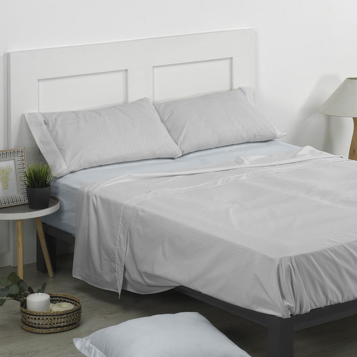 Juego de sábanas 200 hilos Greta perla escena de cama