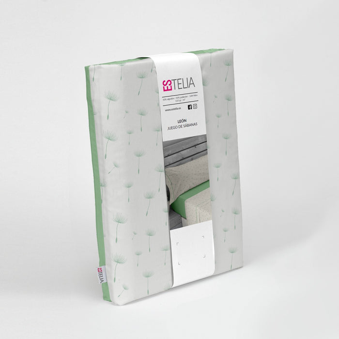 Juego de sábanas León verde presentación en bolsa de tela