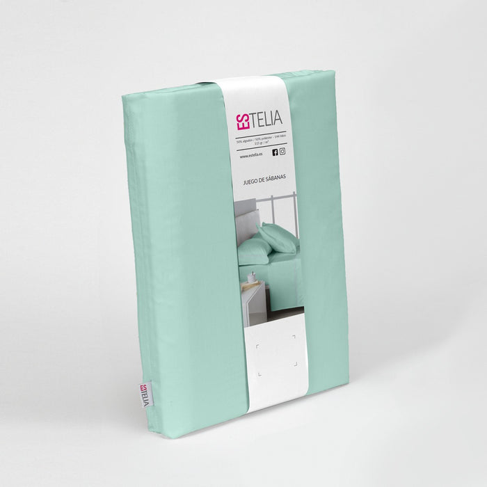 Juego de sábanas liso aqua presentación en bolsa de tela