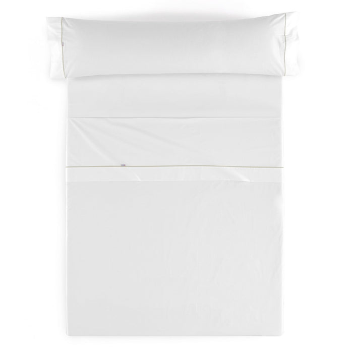 Juego de sábanas liso blanco vista cenital