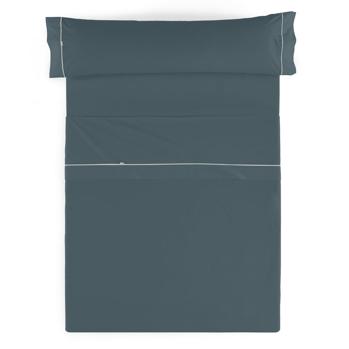 Juego de sábanas liso gris vista cenital