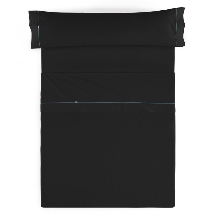 Juego de sábanas liso negro vista cenital
