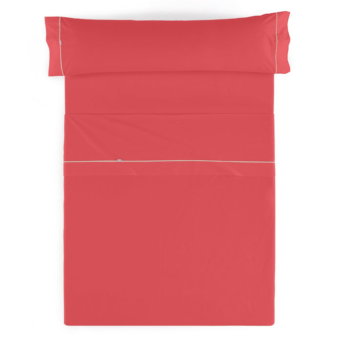 Juego de sábanas liso rojo vista cenital