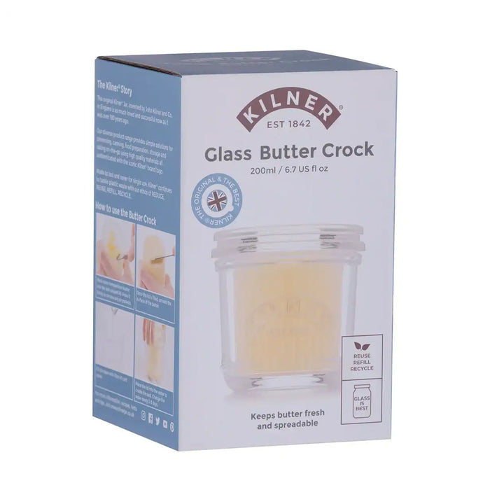 Kilner glass butter crock packaging on a white background