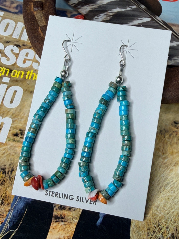 Kingman Turquoise and Spiny Oyster Earrings