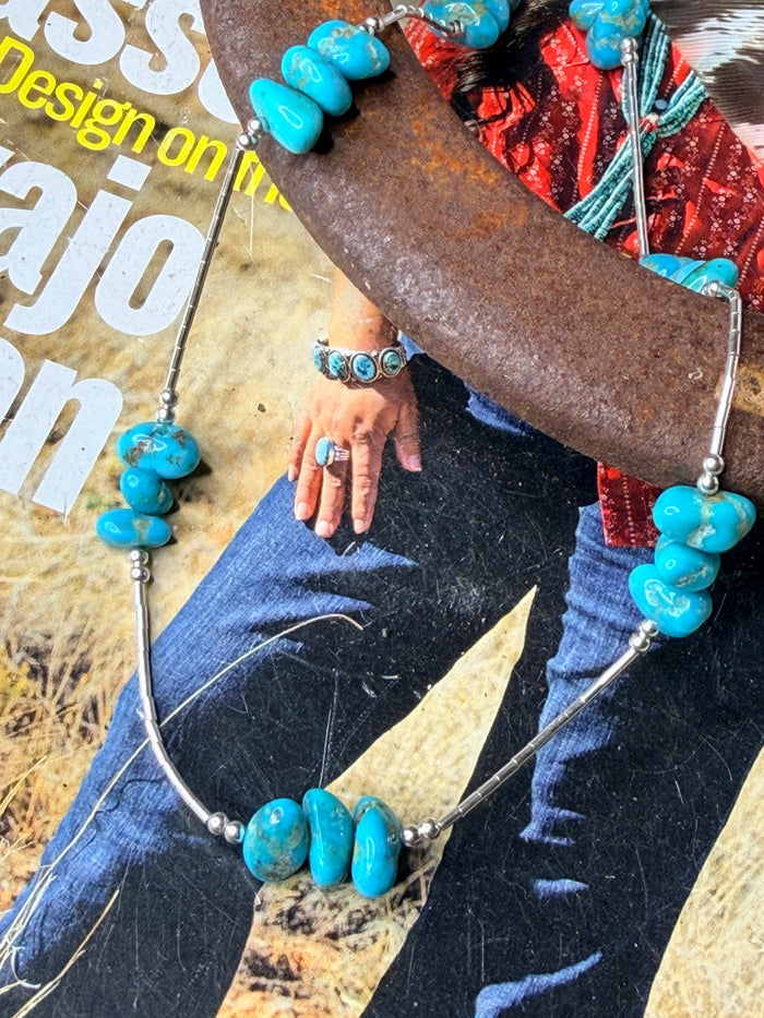 Kingman Turquoise Handstrung Necklace 18”