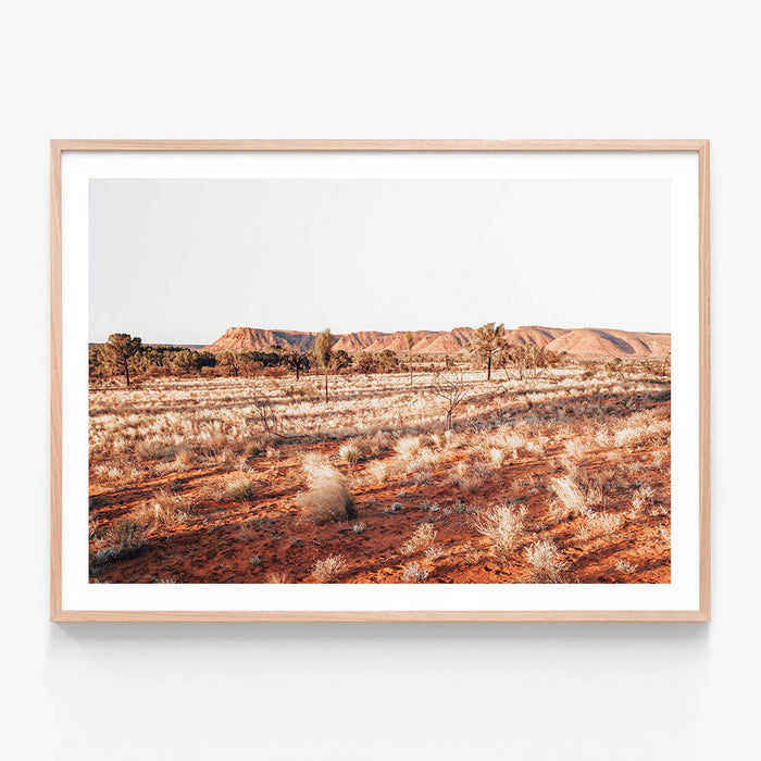 A Kings Canyon photography wall art print in oak frame