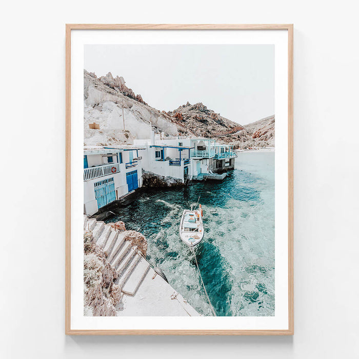 Klima Milos wall art print in oak frame