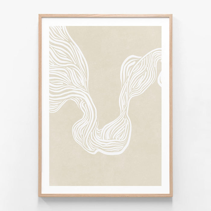 Lagom Lines 3 oak framed print