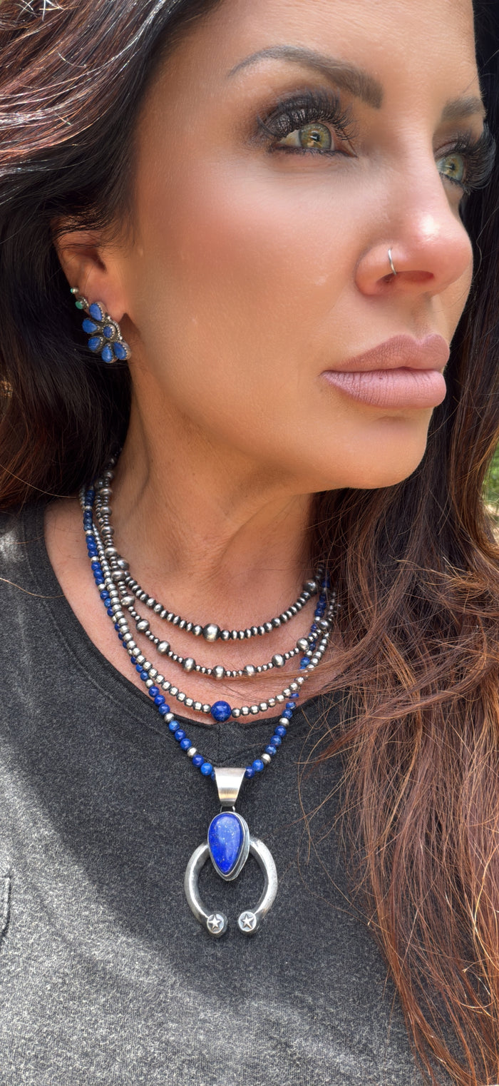Lapis Half Cluster Studs