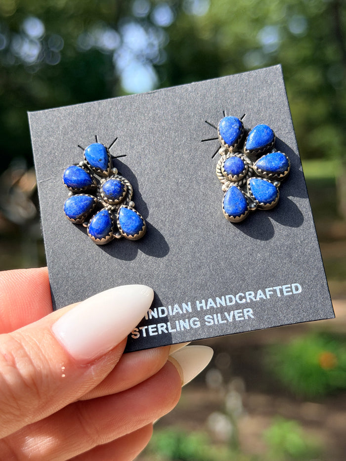 Lapis Half Cluster Studs