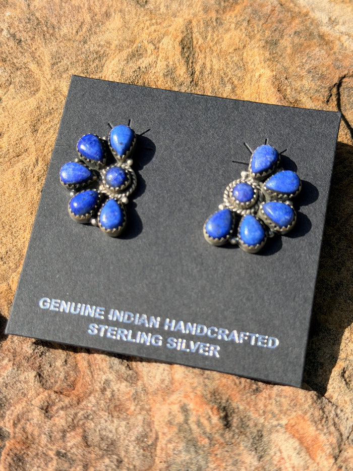 Lapis Half Cluster Studs