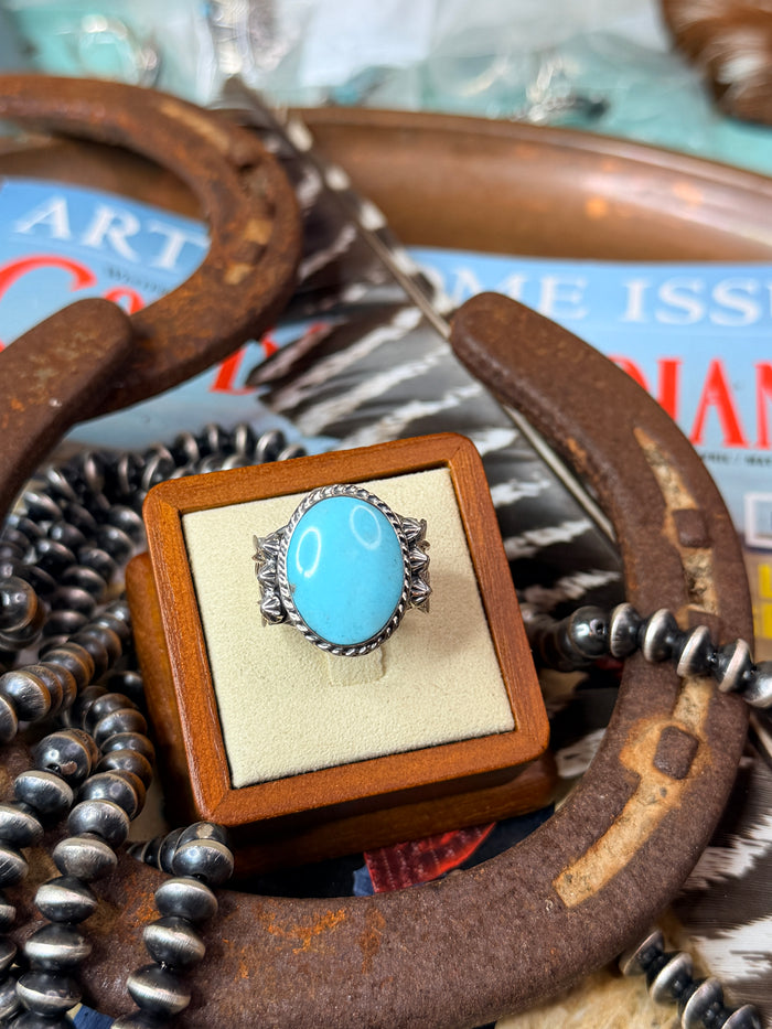 Large Turquoise Sterling Silver Ring size 8.5